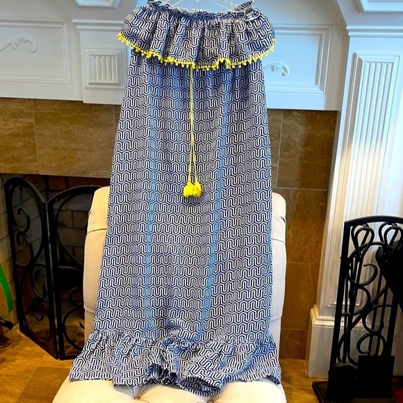 Mud Pie Geometric Strapless Cover Up Maxi Dress - Picture 1 of 7